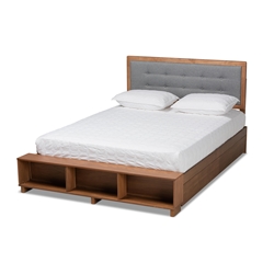 Baxton Studio Cosma Modern Transitional Ash Walnut Brown Finished Wood 4-Drawer Full Size Platform Storage Bed